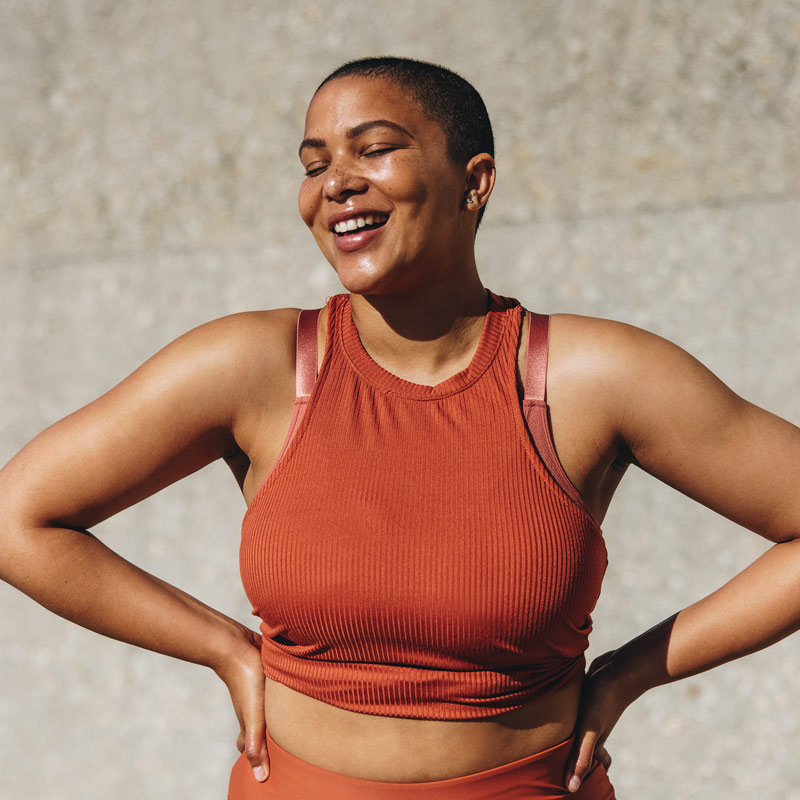 Plus size woman relaxing after workout