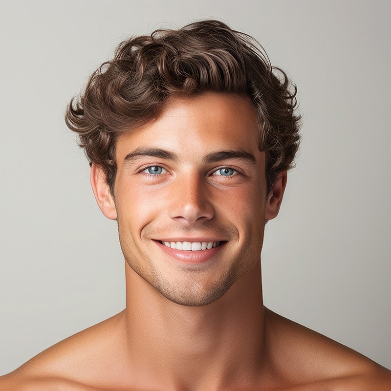 smiling handsome young man on a grey background